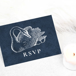 Wedding White Swan Navy Blue UAWG Einladungspostkarte