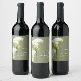 Wedding Wine Label "Delicate Calla Lilies" Weinetikett