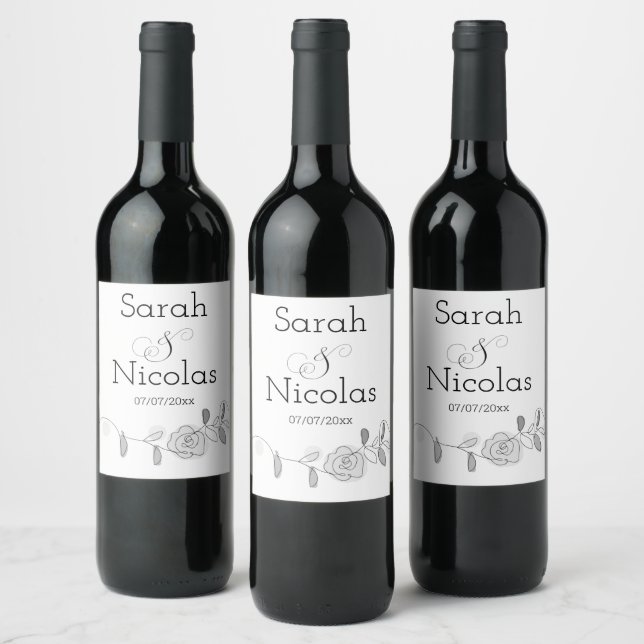 Wedding wine label personalized minimalist  weinetikett (Flaschen)