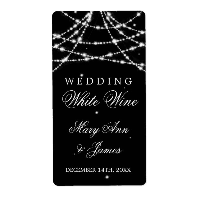 Wedding Wine Label Sparkling String Black (Vorne)