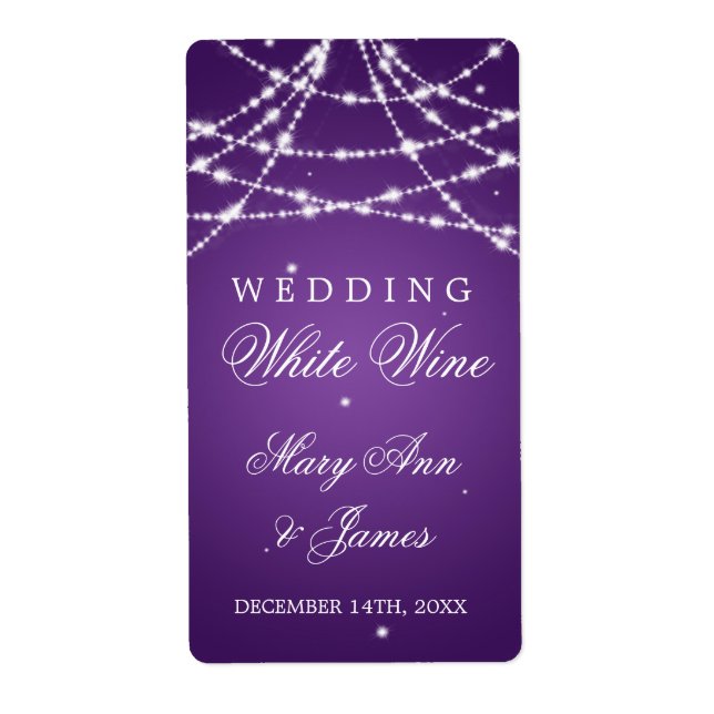 Wedding Wine Label Sparkling String Lila (Vorne)