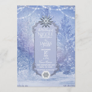 Wedding Winter-WaldKiefer-Licht-Schneeflocken Einladung