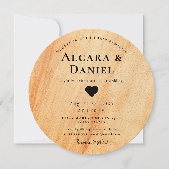 Wedding Wood Cut Unique Custom Invitation Einladung (Vorderseite)