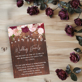 Wedding Wood Mason Jar Burgundy Details Empfang Begleitkarte