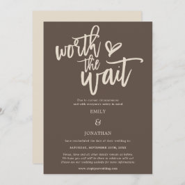 Wedding Worth Warte Script Brown Cream Save The Date