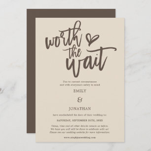 Wedding Worthe Wait Script Cream Brown Save The Date