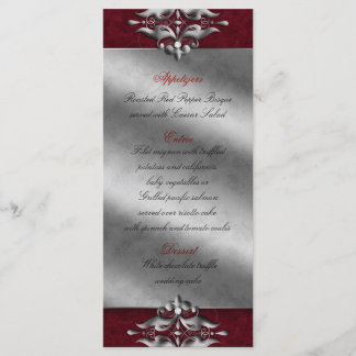 Wedding Xmas Menu Cards Jewels Red Silver Menükarte