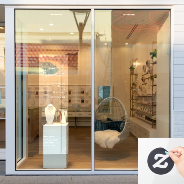 Weddings White Welcome Glamour Love Elegant Fensteraufkleber (Schaufenster)