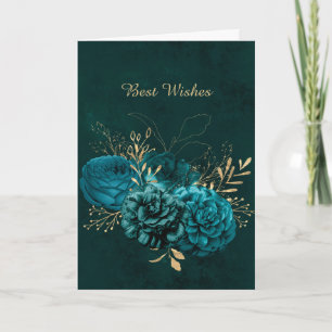 WeddingTeal Floral Rustische Glückwünsche Karte