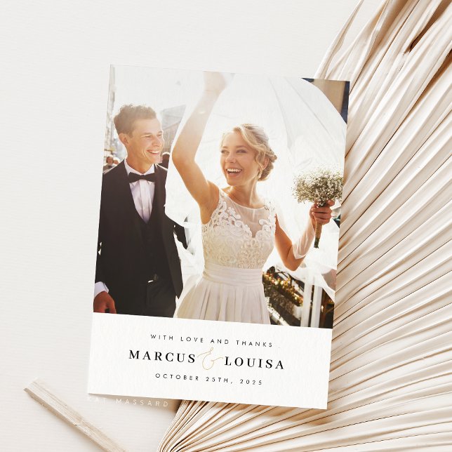 WEDEDING DANK IHNEN Foto moderne elegante Ampere u Dankeskarte (Von Creator hochgeladen)