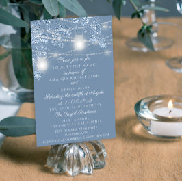 Wedellicht Jars Rustikaler Glitzer Dusty Blue Einladung
