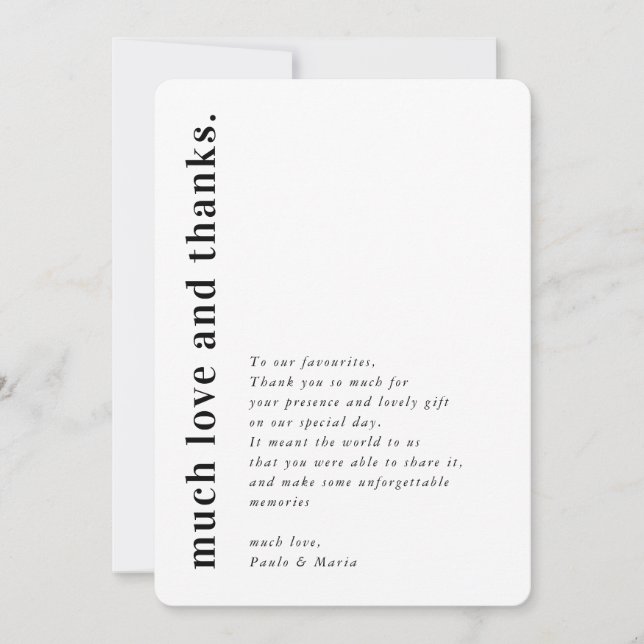 WEDEN DANKS Foto einfache moderne Seitenbotschaft Einladung (Vorderseite)