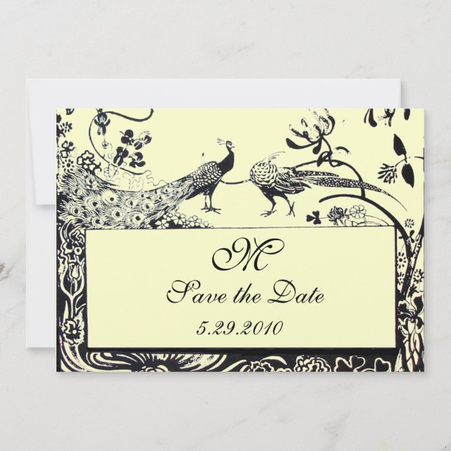 WEDEN LIEBE VÖGEL MONOGRAM, schwarz, ivorymetallic Einladung (Vorderseite)