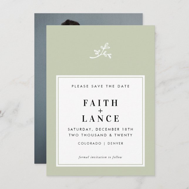 WEDEN SPEICHERN DAS DATUM niedliche Zwiebelgrün Einladung (Vorne/Hinten)