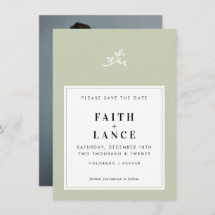 WEDEN SPEICHERN DAS DATUM niedliche Zwiebelgrün Einladung