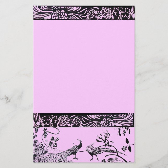 WEDEND LOVE VÖGEL schwarz und rosa Briefpapier (Vorderseite)