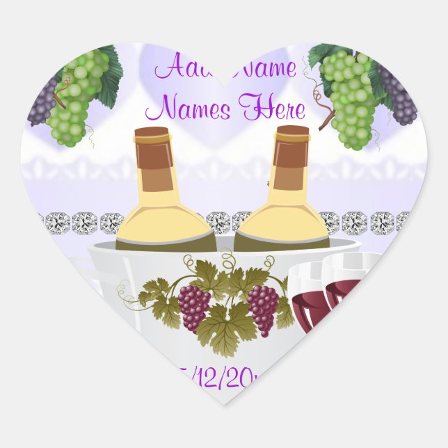 WEDENKENAUFkleber für WEINFLASCHEN Herz-Aufkleber (Vorderseite)