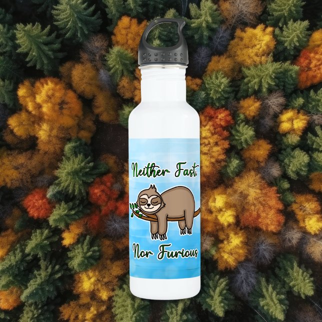 Weder schnell noch zorniger Lazy Sloth auf Baumzwe Edelstahlflasche (Von Creator hochgeladen)