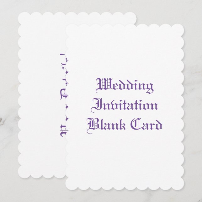 WEDERINVITATION BLANK CARD EINLADUNG (Vorne/Hinten)
