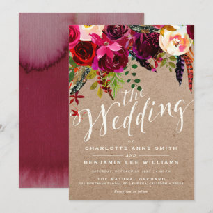 WEDERINVITATION Eleganter floraler Rustikaler Boh Einladung
