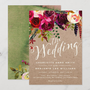 WEDERINVITATION Wasserfarbe Flora Rustikaler Boho Einladung
