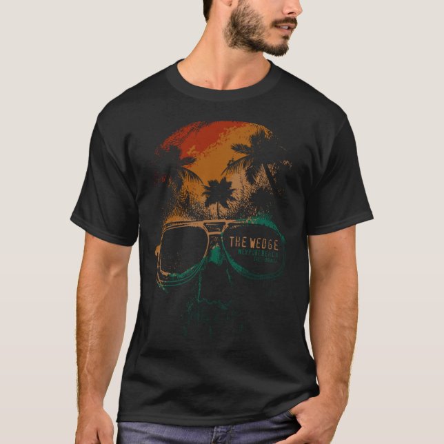 Wedge Newport Beach Skull Summer California Su T-Shirt (Vorderseite)