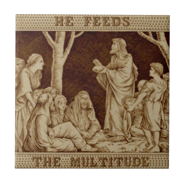 Wedgwood Jesus Miracle Repro Antisepien Gold Fliese (Vorderseite)