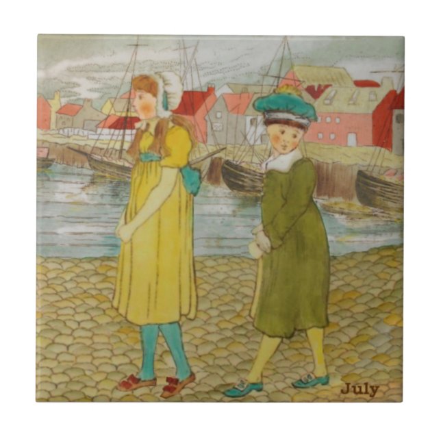 Wedgwood Juli Handfarben c1885 Repro Fliese (Vorderseite)