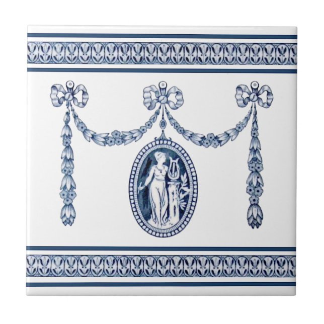 Wedgwood Neoklassische Maus-Musik Cameo Tile Repro Fliese (Vorderseite)