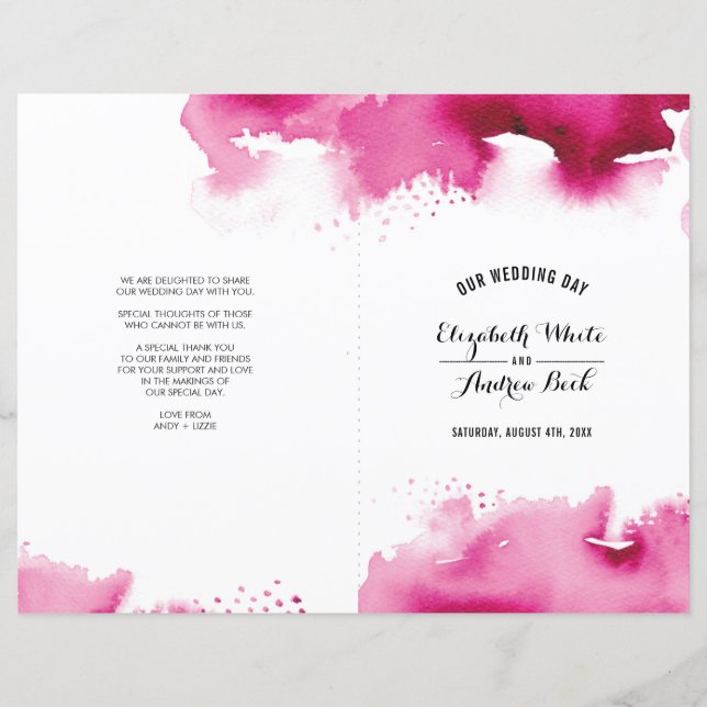 WEDING CEREMONY stilvoll chic Aquarell Rosa (Vorderseite)