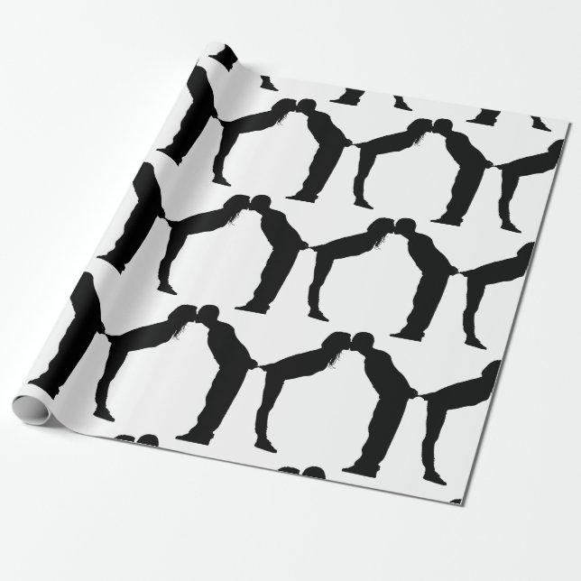 WEDING COUPLE KISS WRAPPING PAPIER GESCHENKPAPIER (Ungerollt)