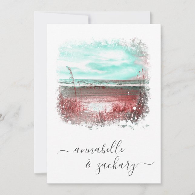 *~* WEDING INVITATION + UAWG - Beach QR AR7 Einladung (Vorderseite)