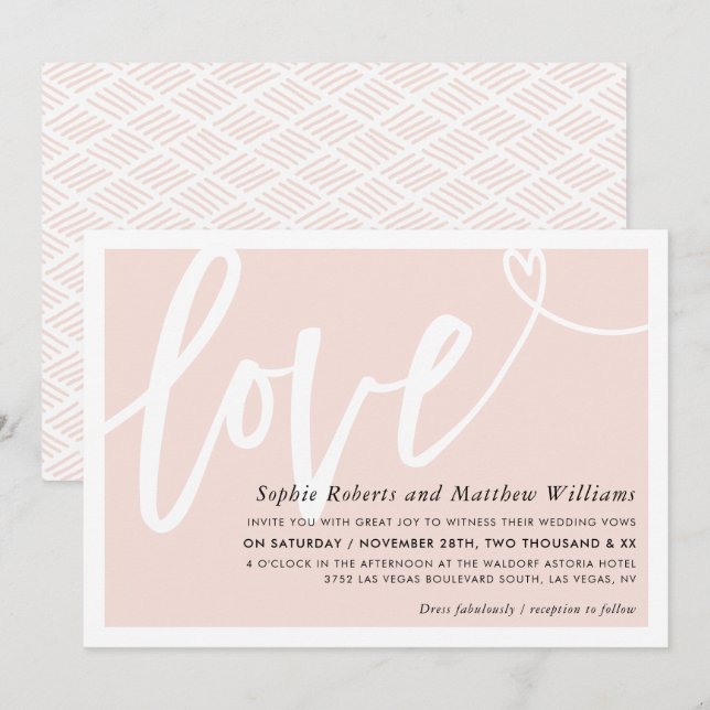 WEDING INVITE Liebe Pinsel rot rot rot Einladung (Vorne/Hinten)
