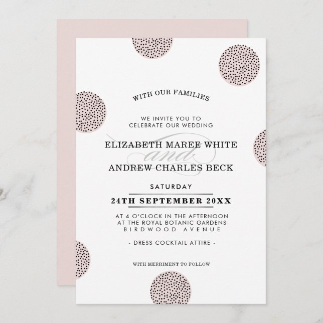 WEDING INVITE schick minimalistisch Mini Dot blass Einladung (Vorne/Hinten)