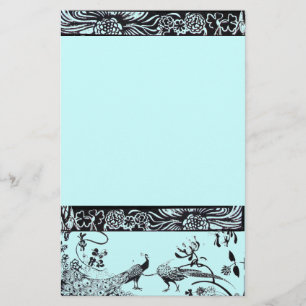 WEDING LOVE BIRDS schwarz und blau Briefpapier