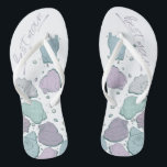 WEDING SHOES | Modern Seashells Dusty Blue Lilac Flip Flops<br><div class="desc">Funky dusty blue und lilac seashell design. Handgeschriebene Kalligraphie, die Trauzeuge sagt - perfekt für den Trauzeuge, am Strand für seine beste Bud's Hochzeitszeremonie zu tragen. Design erstellt für TheBarefootBride™ durch © WhimsicalArtwork™. Das ist Teil einer Sammlung von Hochzeitsartikeln mit passendem Hochzeitszubehör, Babydusche und anderen Veranstaltungsartikeln. Kontaktieren Sie uns, wenn...</div>