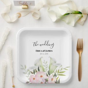 Wedle Gentle White Calla Lily Rose Danke Sq Pappteller