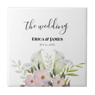 Wedle Gentle White Calla Lily Rose Watercolor S Fliese