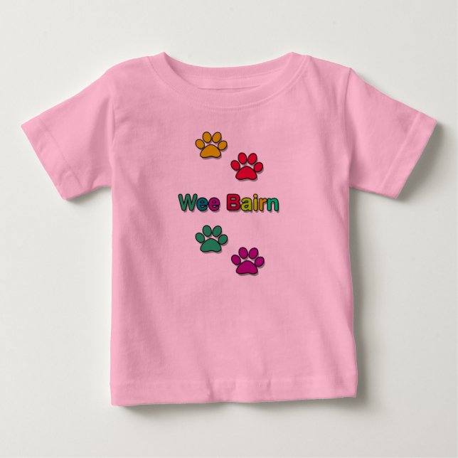 Wee Bairn Paw Print Tshirt für Kinder (Vorderseite)