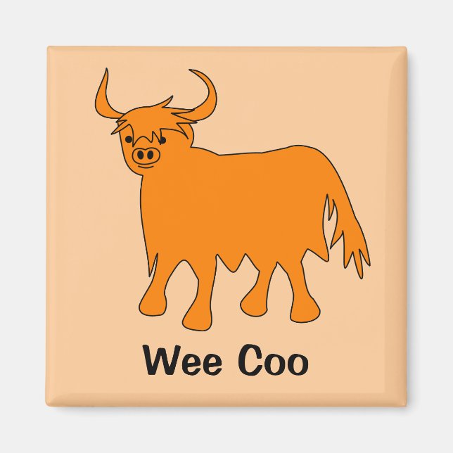 "Wee Coo" Scottish Highland Cow Kühlschrankmagnet Magnet (Vorne)