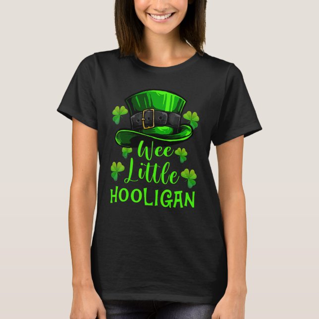 Wee Little Hooligan Kleeblatt Leprechaun St Patric T-Shirt (Vorderseite)