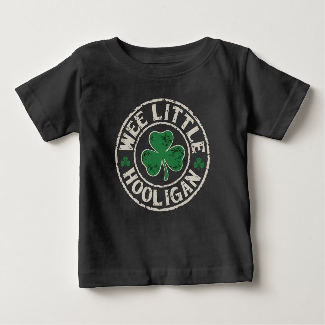 Wee Little Hooligan Kleeblatt St Patrick's Day Baby T-shirt (Vorderseite)