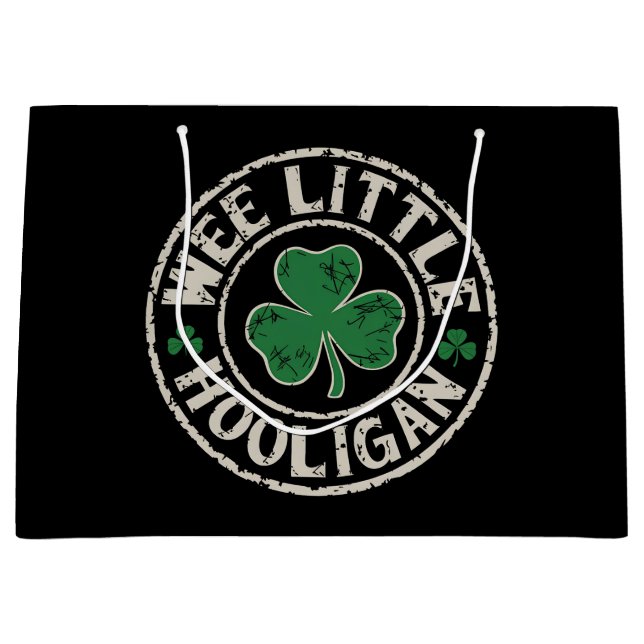 Wee Little Hooligan Kleeblatt St Patrick's Day Große Geschenktüte (Vorderseite)