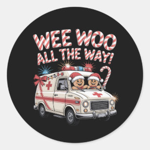 Wee Woo Weihnachtskrankenwagen Lebkuchen Süßigkeit Runder Aufkleber