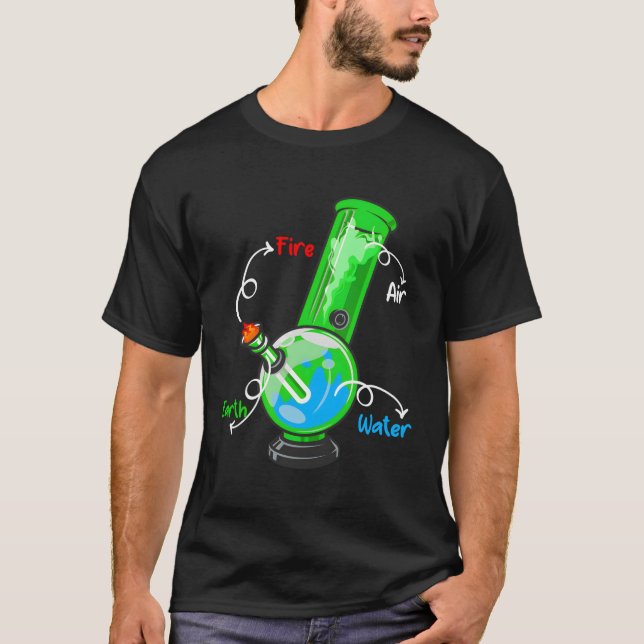 Weed Bong Elets Fire Water Air Thc Rauchen Anatomi T-Shirt (Vorderseite)