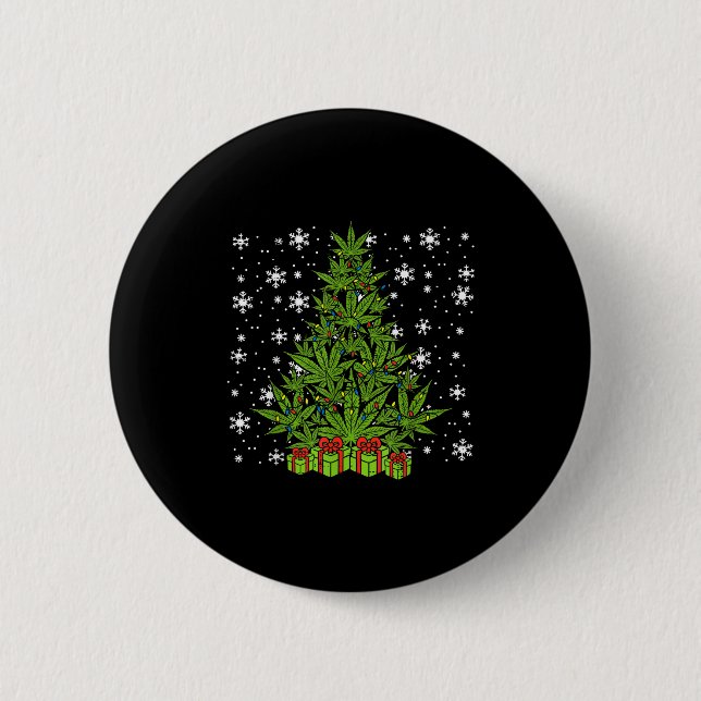 Weed Christmas Tree Funny Xmas T Men Women  Button (Vorderseite)