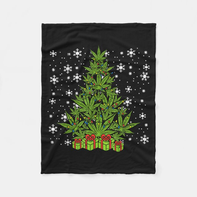 Weed Christmas Tree Funny Xmas T Men Women  Fleecedecke (Vorderseite)
