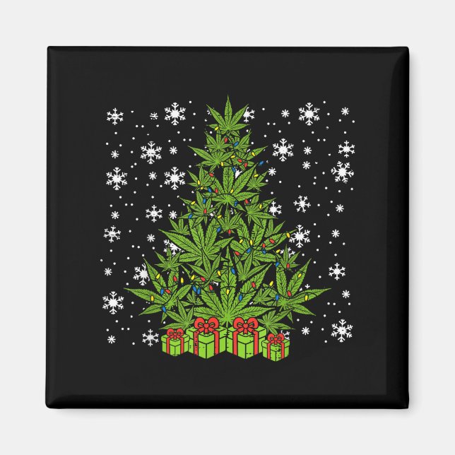 Weed Christmas Tree Funny Xmas T Men Women  Magnet (Vorne)