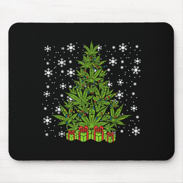 Weed Christmas Tree Funny Xmas T Men Women  Mousepad (Vorne)
