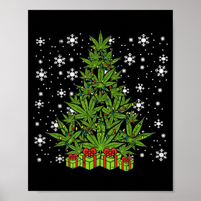 Weed Christmas Tree Funny Xmas T Men Women  Poster (Vorne)